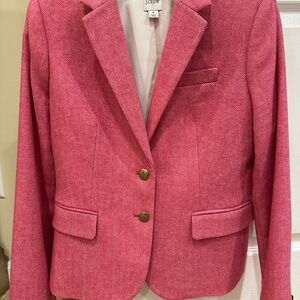 J. Crew Women's Herringbone Pink Blazer